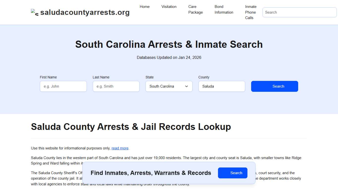 Saluda County, SC Arrests, Warrants, Police Records Search